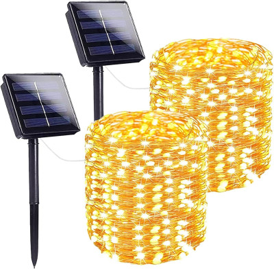 Solar Copper Wire String Lights, Outdoor Waterproof Lighting