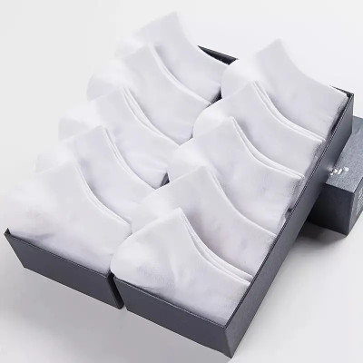5 Pairs Men's Anti-odor Plain Color Thin Sweat-absorbing Breathable Invisible Ankle Socks, Boat Socks For Spring & Summer