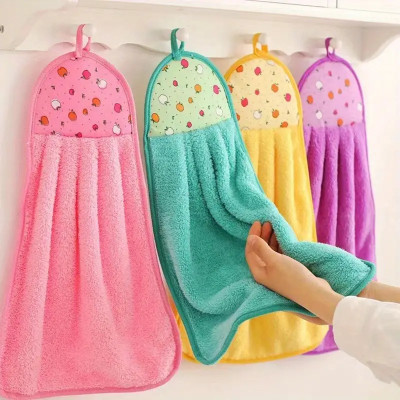 Super Soft Coral Velvet Kitchen Hand Towels - Hangable & Absorbent