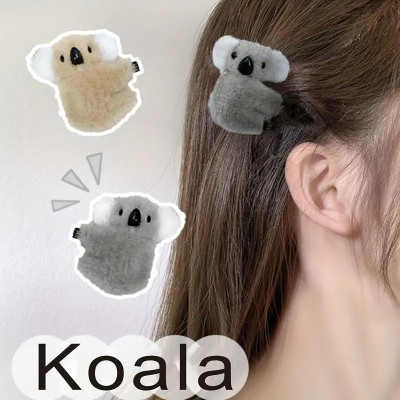 Cute Koala Hair Clip Plush Side Clip Autumn And Winter Three-Dimensional Bangs Hairpin Decorative Accessories