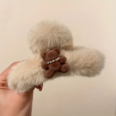 Autumn And Winter Fashion Plush Bear Hair Clips, Hair Claw Clips, Hair Accessories For Girls