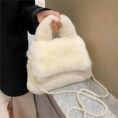 Fashion Fluffy Crossbody Bag, Trendy Plush Shoulder Bag, Women's Cute Kawaii Handbag & Purse