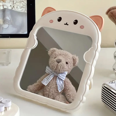 Cute Cartoon Panda Desktop Makeup Mirror with Stand - Folding Vanity Mirror for Bedroom  - Perfect Beauty Gift for ladies and Women