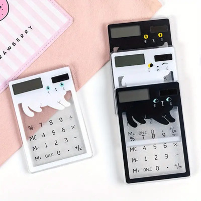 Solar Desktop Student Calculator Fast Response Counting Transparent Cartoon 8-Digit Solar Energy Calculator School Supplies