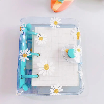 Transparent Multi-colored Small Daisy Handbook Mini 3-hole Loose-leaf Book PVC Material Girly Heart Portable Coil Loose-leaf Notebook