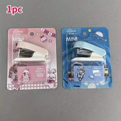 Portable Cute Cartoon Mini Small Stapler Set Office Small Needle Stapler Stapler