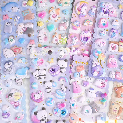 1pc 3D Kawaii Cartoon Puffy Stickers Adhesive Stickers DIY Diary Stationery Sticker Students Gift School Office Supplies