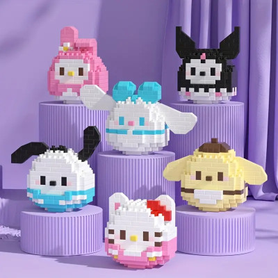 Hello Kitty,  Building Blocks Desktop Decorations Assembled Small Ornaments