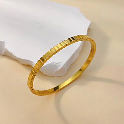 Fashion Jewelry Bracelet,18K Gold Plated Stainless Steel Waterpoof Jewelry Zircon Bangle CZ Bracelet for women - A1083