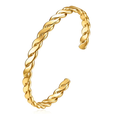 Fashion Jewelry Bracelet,18K Gold Plated Stainless Steel Waterpoof Jewelry Zircon Bangle CZ Bracelet for women - A1091