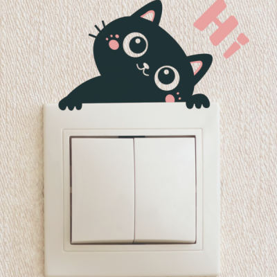 Cartoon cat wall stickers light switch one piece
