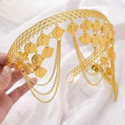 1pc Bohemian Style Gold Color Coin Chain Hair Accessory Zinc Alloy Monochrome All Season Decor