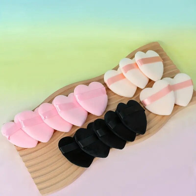 15pcs Heart-Shaped Velvet Powder Puff Set with Ribbon Handles - Soft, Gentle Makeup Applicators for Flawless Loose & Body Powder Application