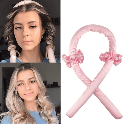 Heatless Curling Rod Headband,Lazy Curler Set,Hair Curler for Long Hair,No Heat Wave Hair Curlers Styling Tools,Silky Heatless Hair Curler,Hair Curlers Make Hair Soft And Shiny (Pink)