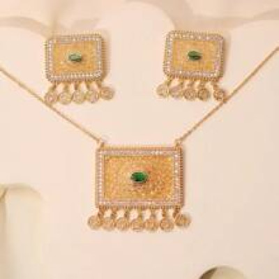 3 Pieces Vintage Hollow Out Rhombus Shaped Tassel Necklace and Earrings Jewelry Set